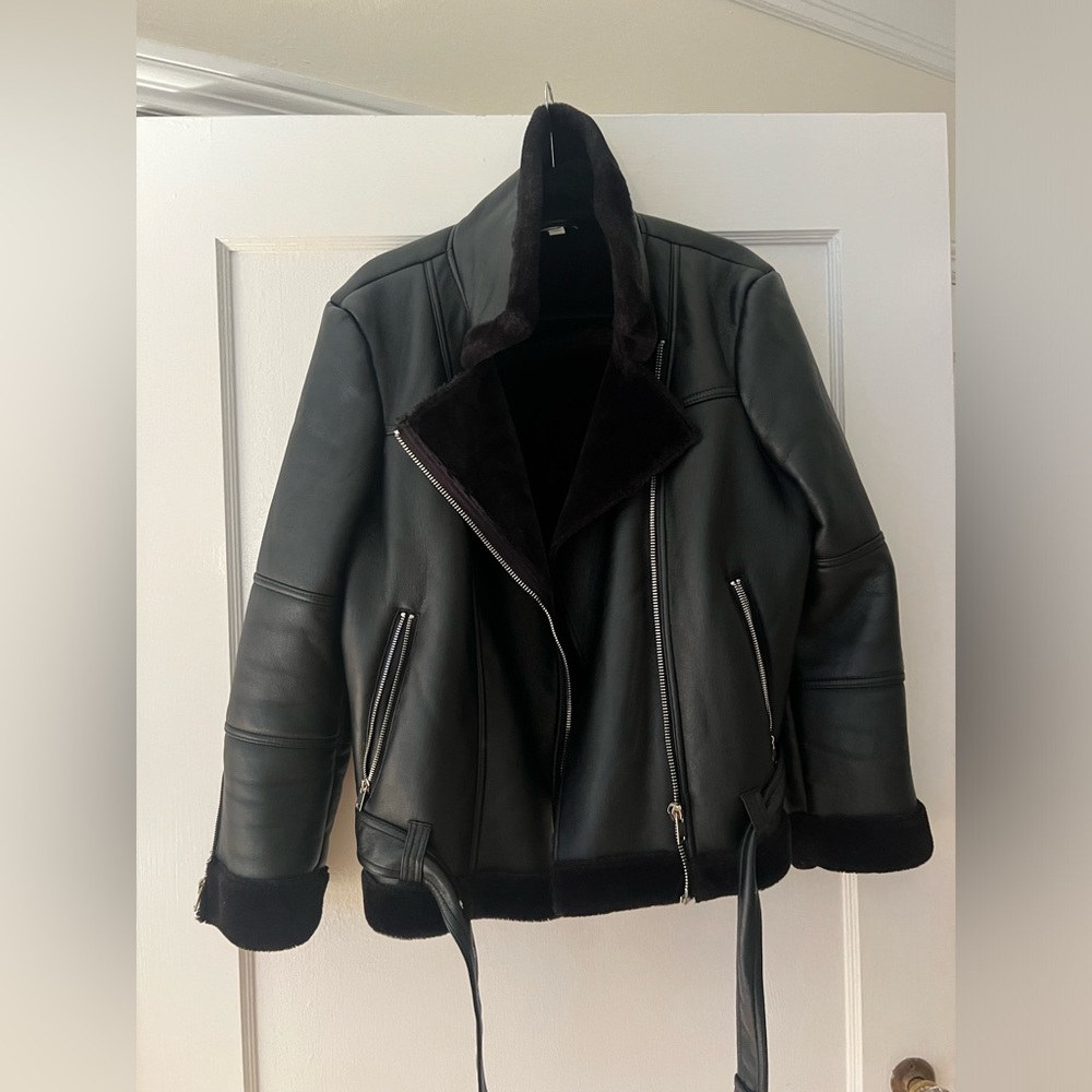 Topshop // Aviator Oversized Moto Jacket Size: 10